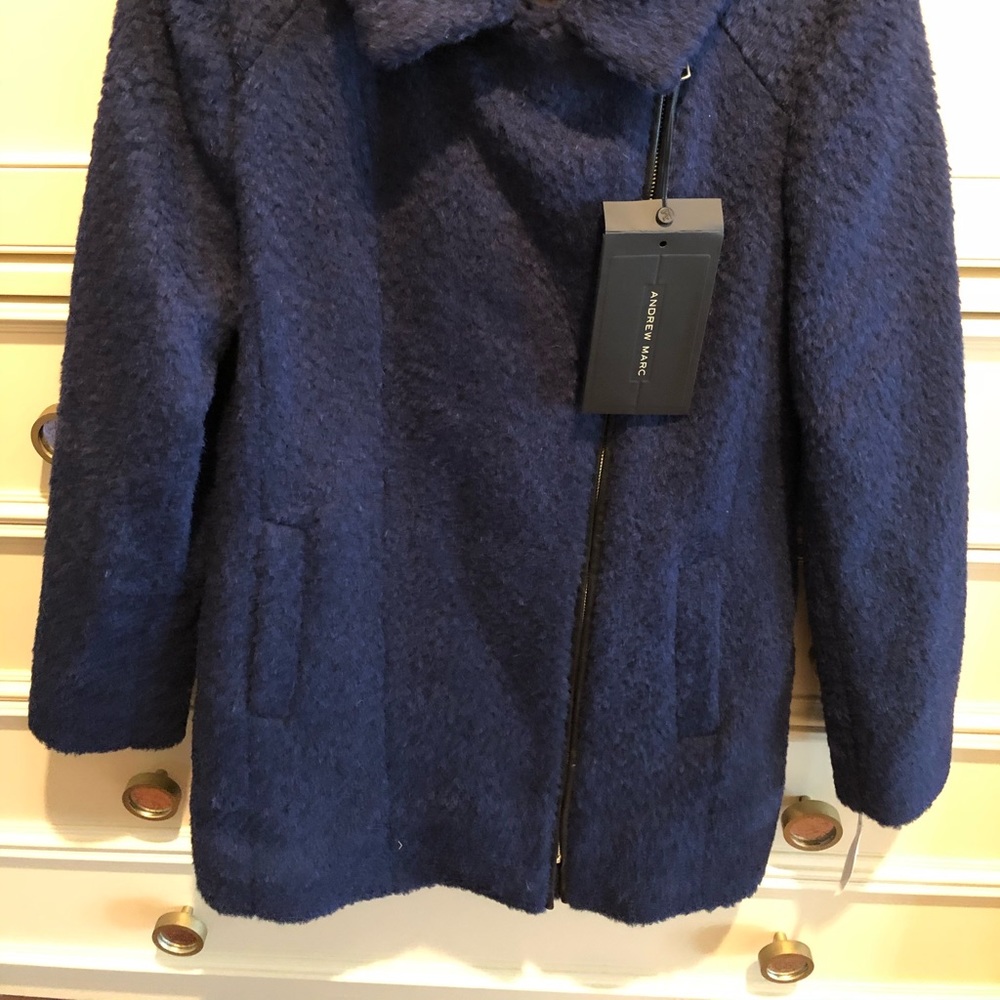Andrew Marc midnight blue alpaca blend jacket